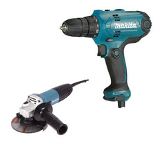 Набор инструмента: дрель DF0300+УШМ GA5030 Makita DK0121 