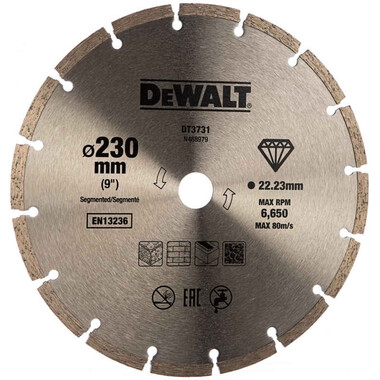 Алмазный круг сегментированный универсульный 230х22.2,h=7мм DeWalt DT3731-QZ фото