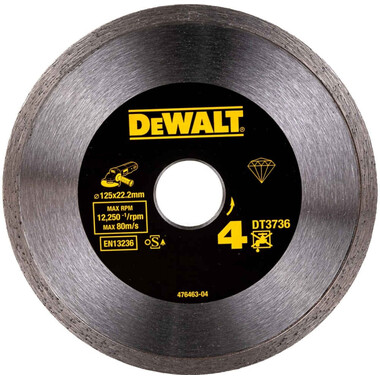 Алмазный круг сплошной керамика125х22.2,h=7мм DeWalt DT3736-XJ фото