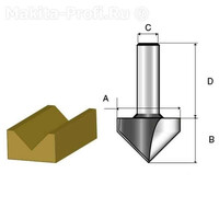 Фреза пазовая V-образная 12,7х12,7х12х38х2Т Makita D-10702 Фреза пазовая V-образная 12,7х12,7х12х38х2Т Makita D-10702