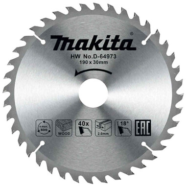 Пильный диск для дерева 190x30x1,3х40T Makita D-64973 фото
